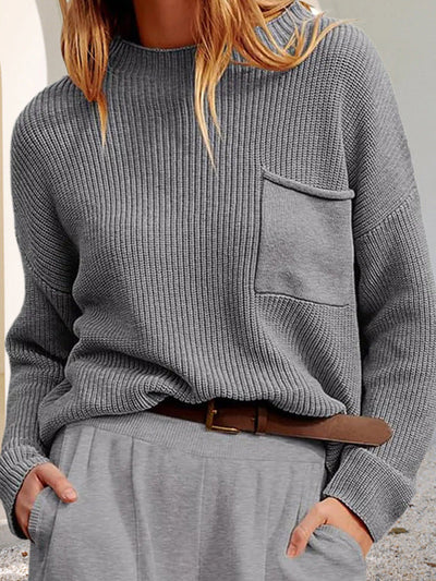 Adelisse™ | Relaxed Knit Pocket Sweater