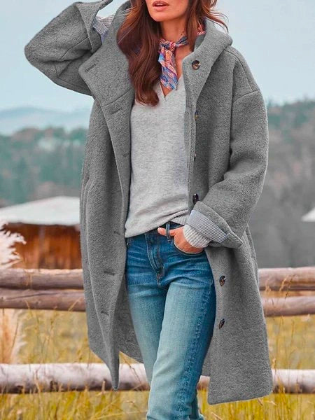 Amélie™ | Hooded Button Coat – Cozy Charm