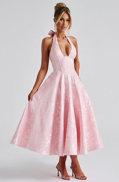Sélina™ | Elegant Halter Midi Dress