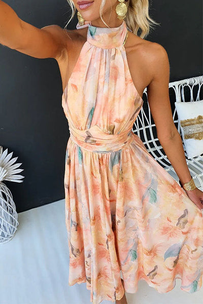 Daphira™ | Flowing Watercolor Halter Dress