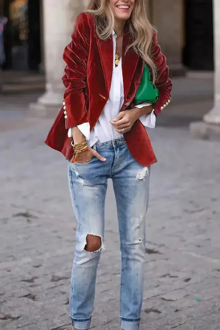 Naelise™ | Tailored Velvet Blazer
