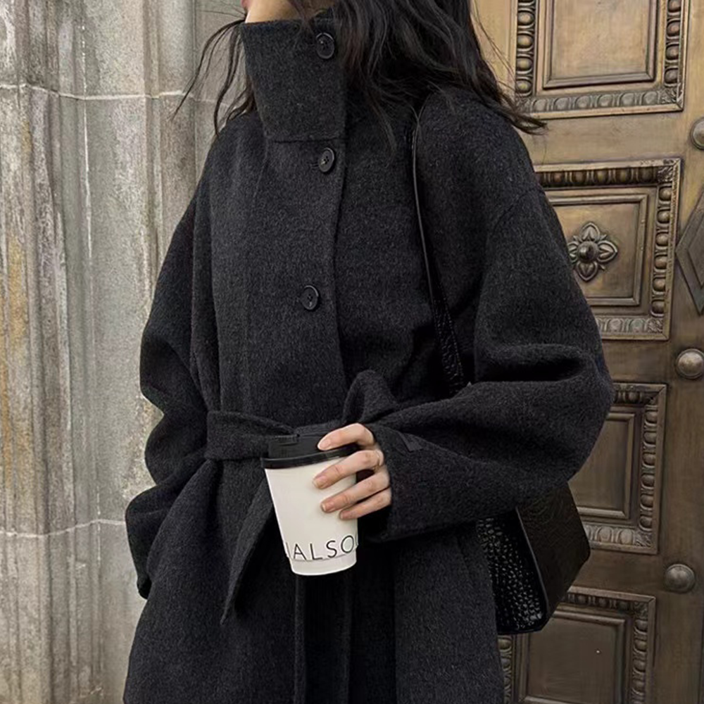 Velora™ | Women’s Minimalist High-Collar Wool Coat