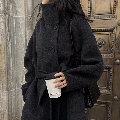 Velora™ | Women’s Minimalist High-Collar Wool Coat