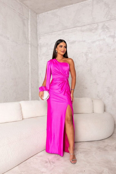 Selene™ | One-Shoulder Satin Evening Gown
