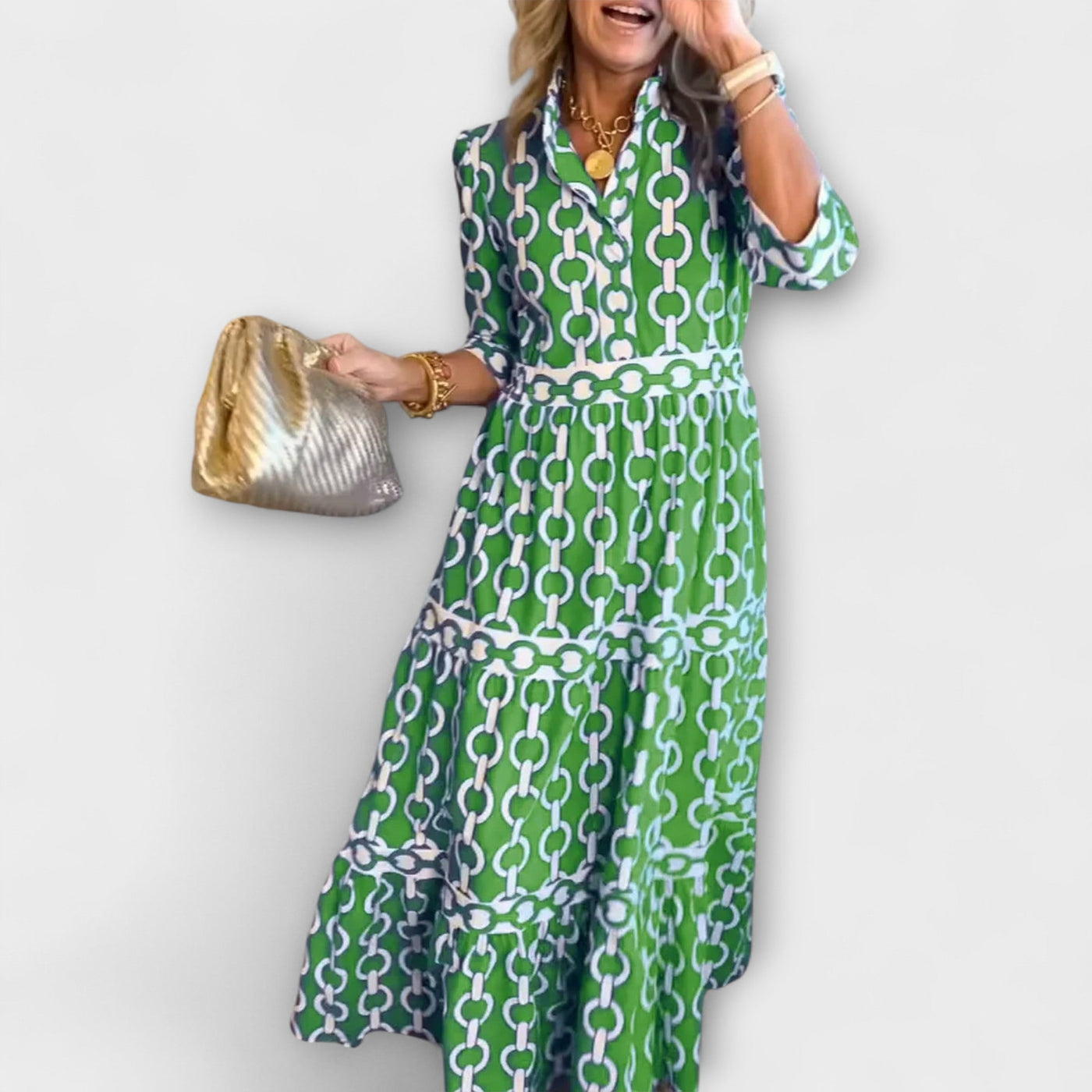Melody™ | Bold Chain Print Midi Dress