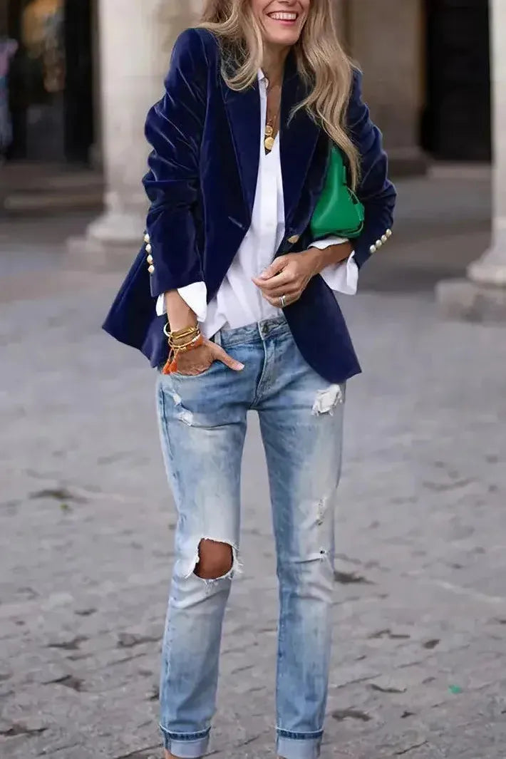 Naelise™ | Tailored Velvet Blazer