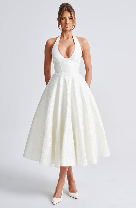 Sélina™ | Elegant Halter Midi Dress