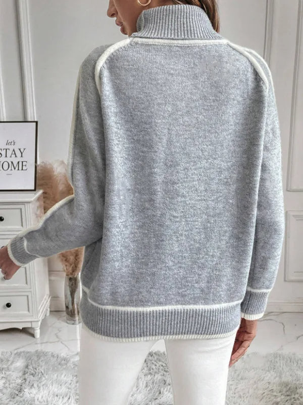 Sophie™ | Chic Contrast Trim Turtleneck Sweater