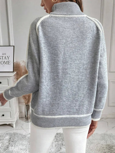 Sophie™ | Chic Contrast Trim Turtleneck Sweater