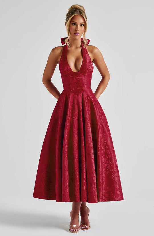 Sélina™ | Elegant Halter Midi Dress