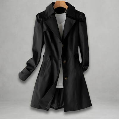 Sarielle™ | Elegant Black Trench Coat
