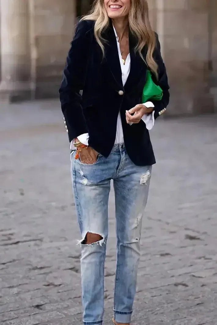 Naelise™ | Tailored Velvet Blazer