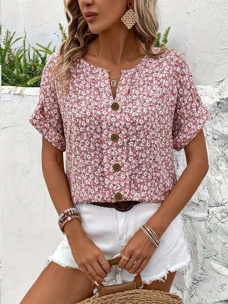 Charis™ | Floral Button-Up Blouse