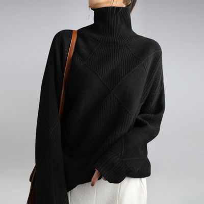 Héléza™ | Women’s Geometric Knit Turtleneck Sweater