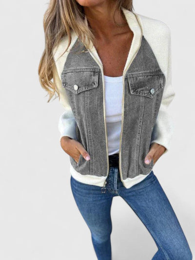Hanelys™ | Denim Knit Contrast Jacket