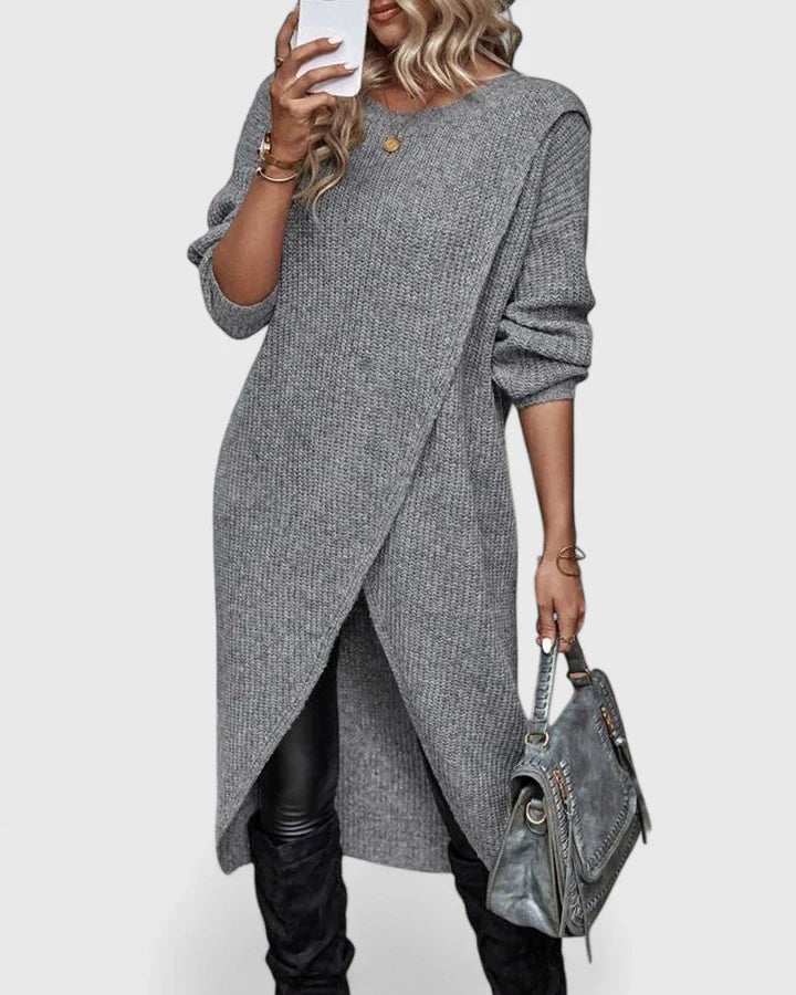 Brixtyn™ | Chic Overlap Knit Dress