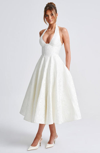 Sélina™ | Elegant Halter Midi Dress