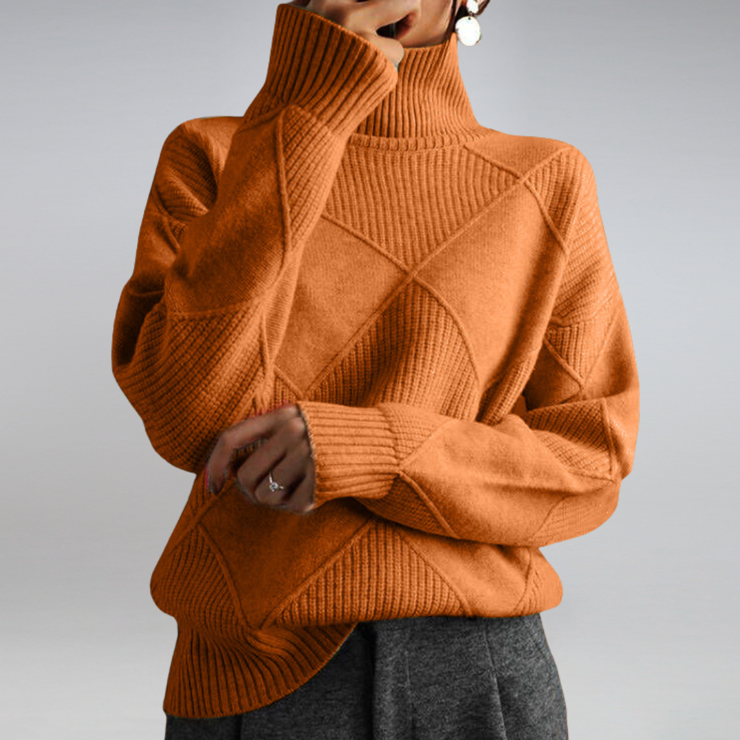Héléza™ | Women’s Geometric Knit Turtleneck Sweater