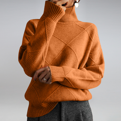 Héléza™ | Women’s Geometric Knit Turtleneck Sweater