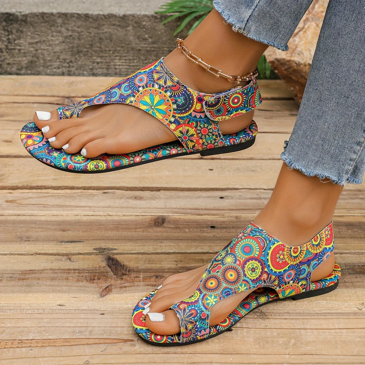 Calypso™ | Boho Mandala Print Sandals