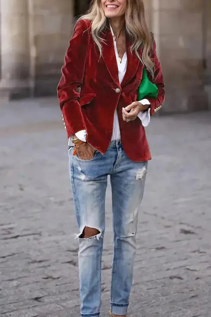 Naelise™ | Tailored Velvet Blazer