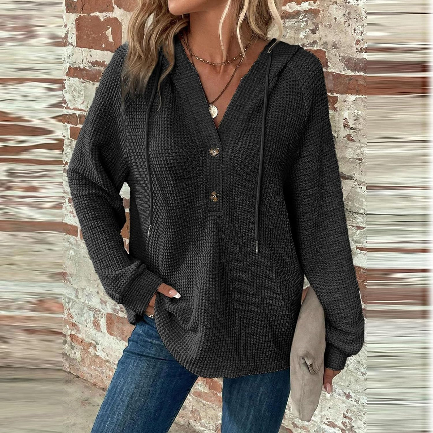 Sorelia™ | Cozy Waffle-Knit Hoodie