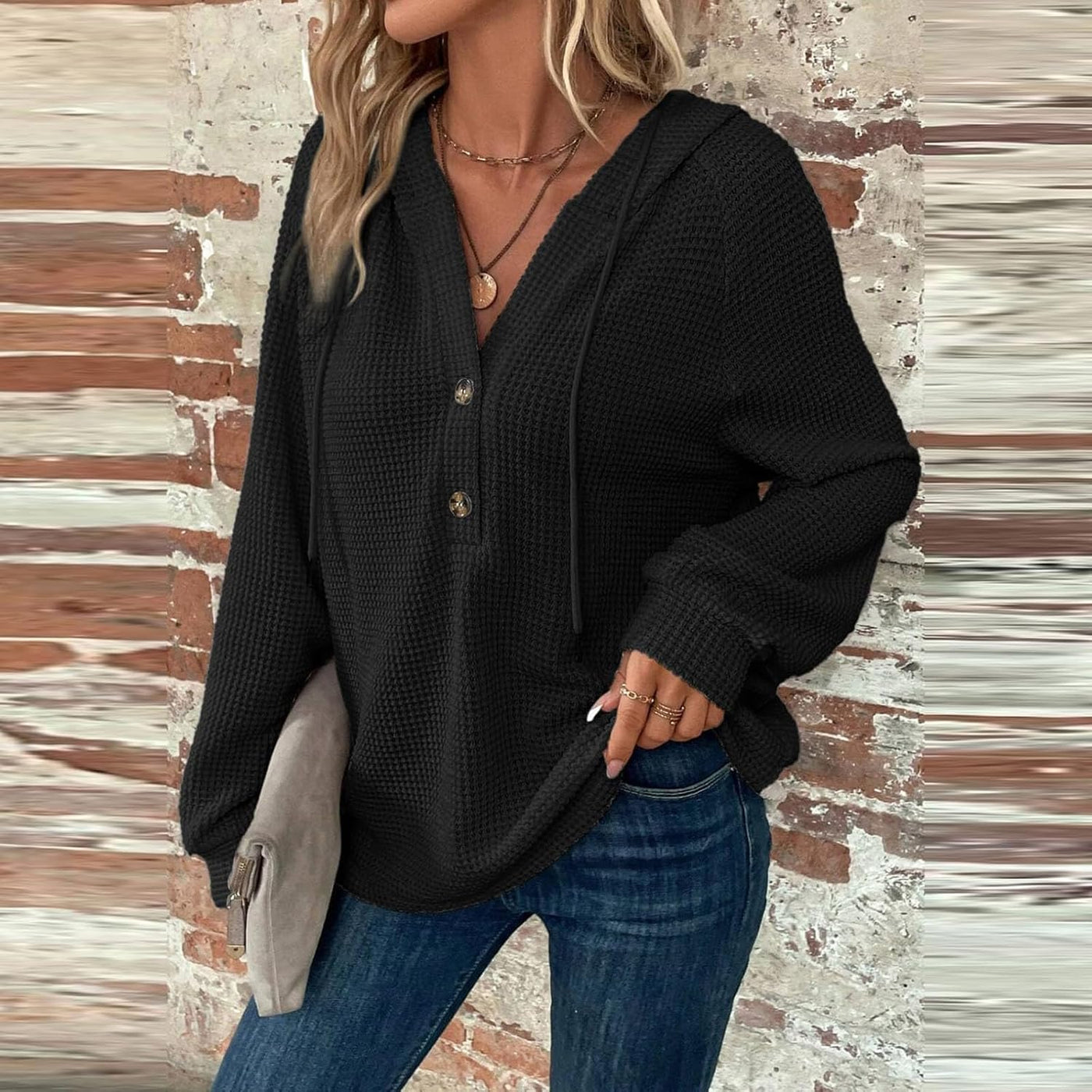 Sorelia™ | Cozy Waffle-Knit Hoodie