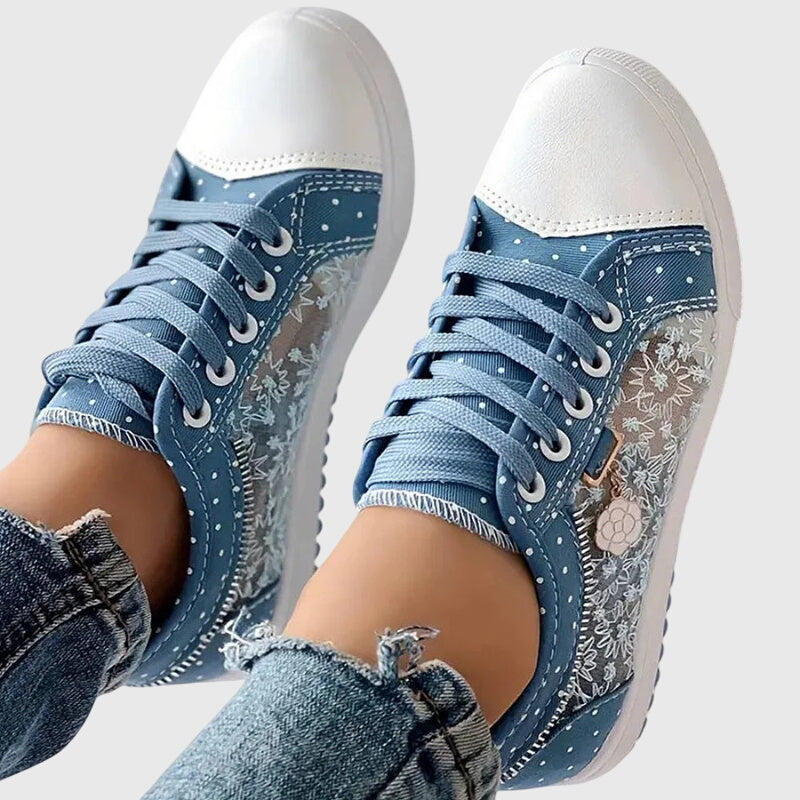 Delycia™ | Floral Lace Denim Sneakers