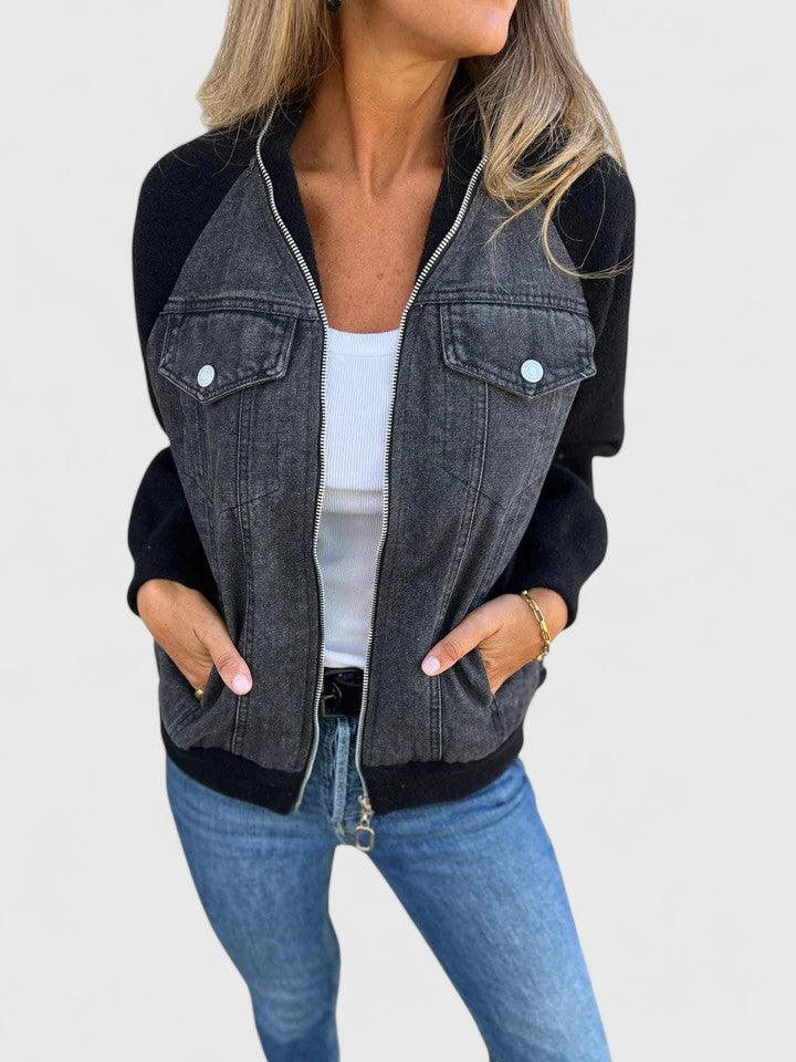Hanelys™ | Denim Knit Contrast Jacket