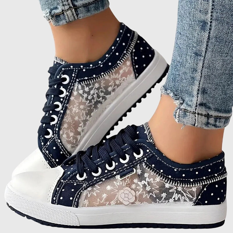 Delycia™ | Floral Lace Denim Sneakers