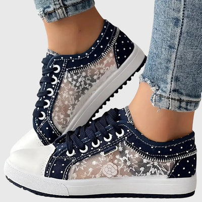 Delycia™ | Floral Lace Denim Sneakers