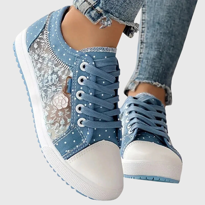 Delycia™ | Floral Lace Denim Sneakers