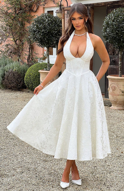 Sélina™ | Elegant Halter Midi Dress