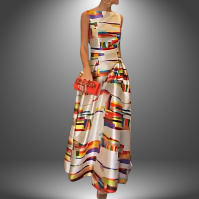 Amelia™ | Bold Geometric Print Maxi Dress