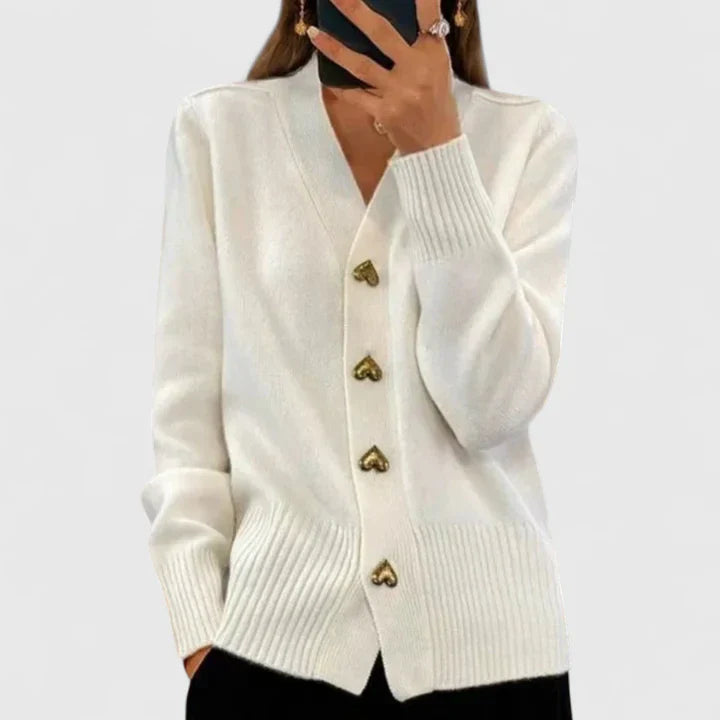 Hélyssia™ | Heart Button Cardigan – Classic Knit