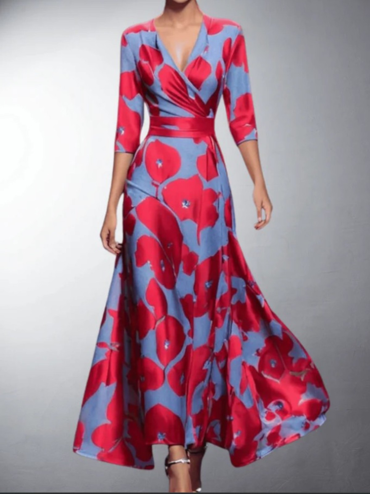 Norélie™ | Bold Floral Wrap Dress