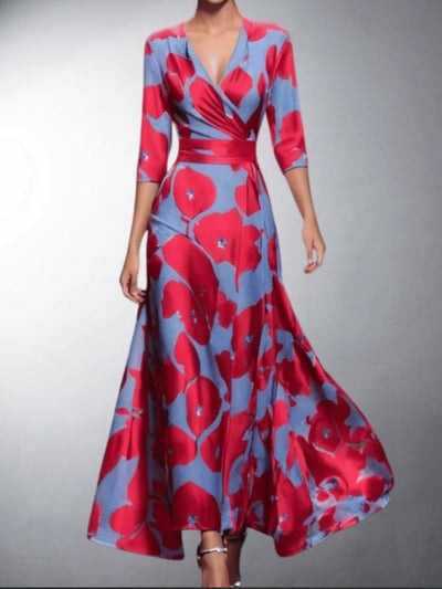 Norélie™ | Bold Floral Wrap Dress