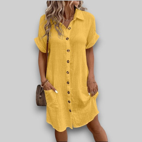 Koralie™ | Laid-Back Linen Shirt Dress