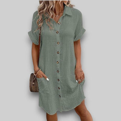 Koralie™ | Laid-Back Linen Shirt Dress