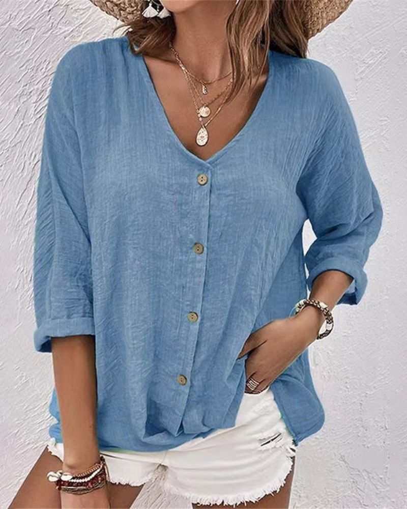 Hazel™ | Loose blouse with V-neck
