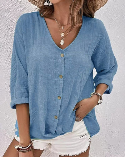 Hazel™ | Loose blouse with V-neck