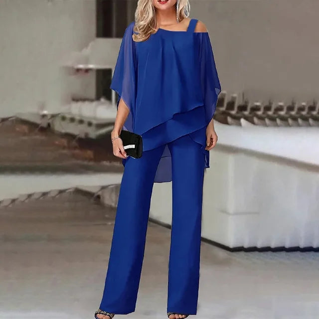 Kaelin™ | Asymmetrical Cold-Shoulder Pants Set