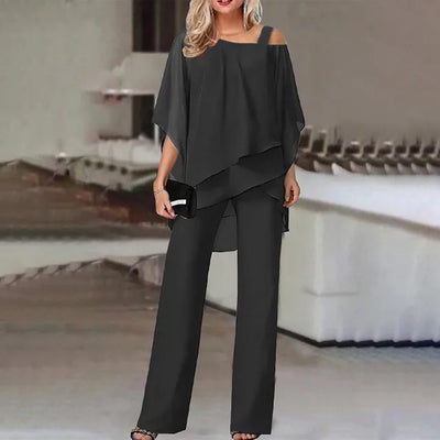 Kaelin™ | Asymmetrical Cold-Shoulder Pants Set