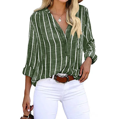 Marina™ | Striped Casual Button Blouse