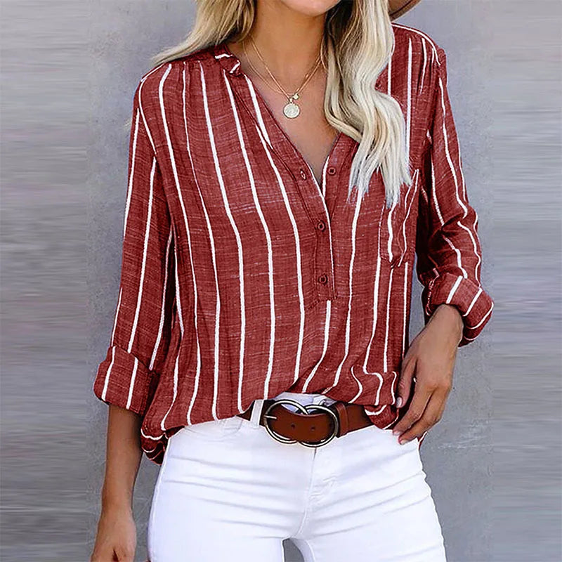 Marina™ | Striped Casual Button Blouse