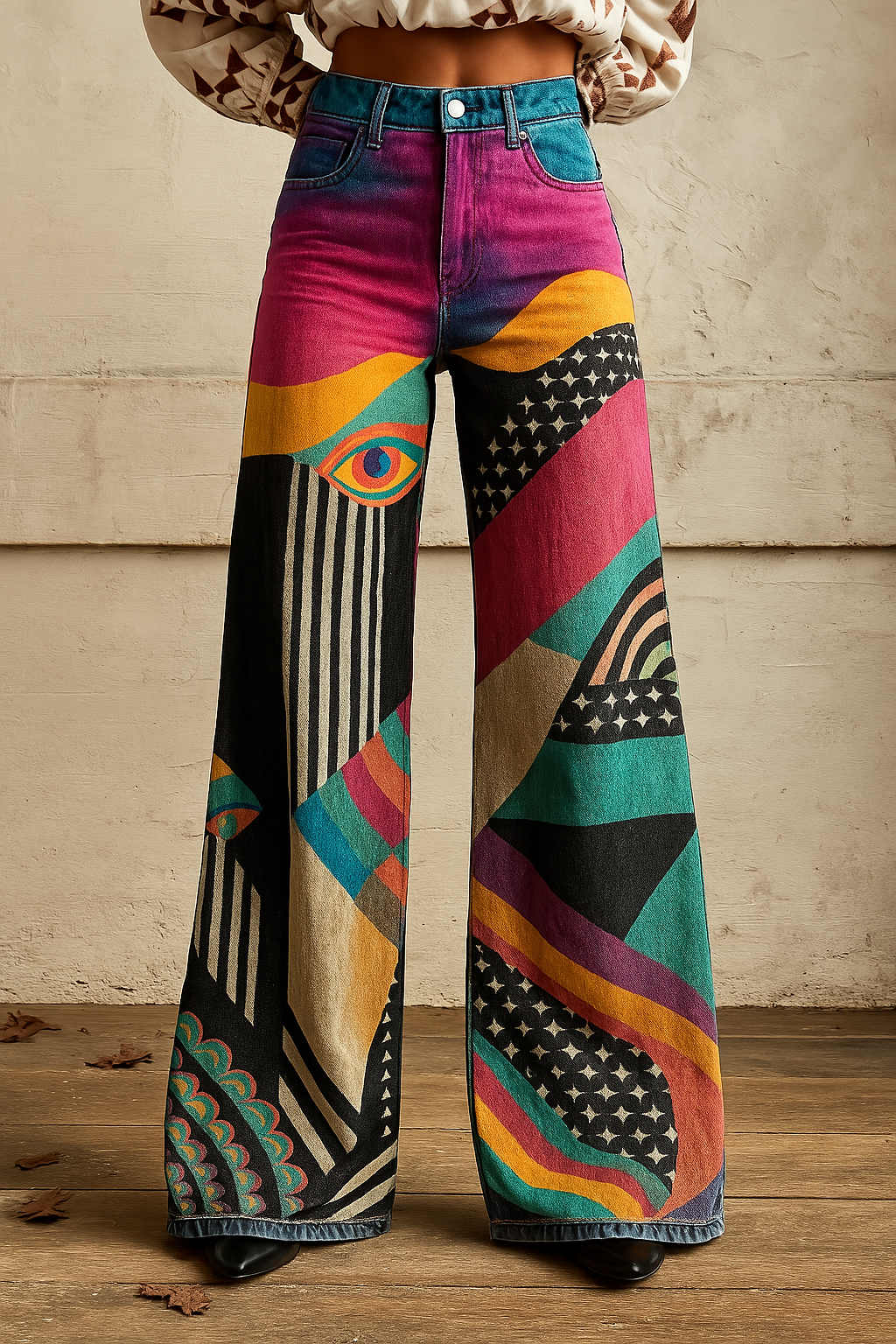 Nivara™ | Boho Artistic Wide-Leg Jeans