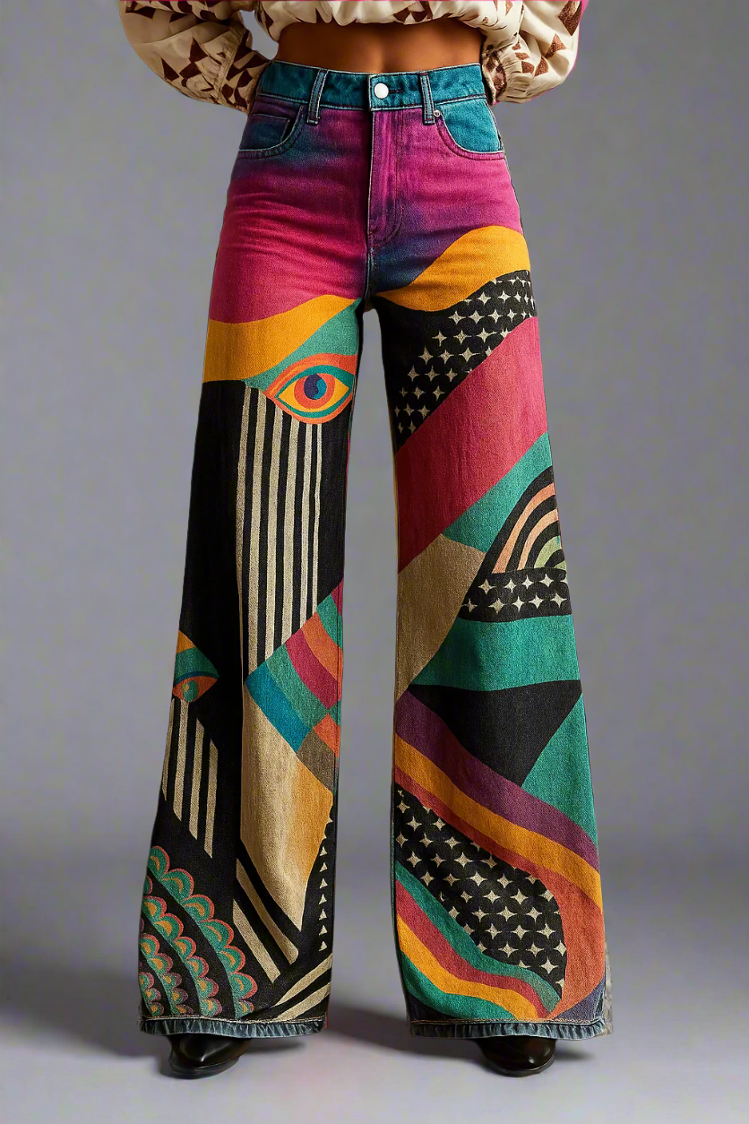 Nivara™ | Boho Artistic Wide-Leg Jeans