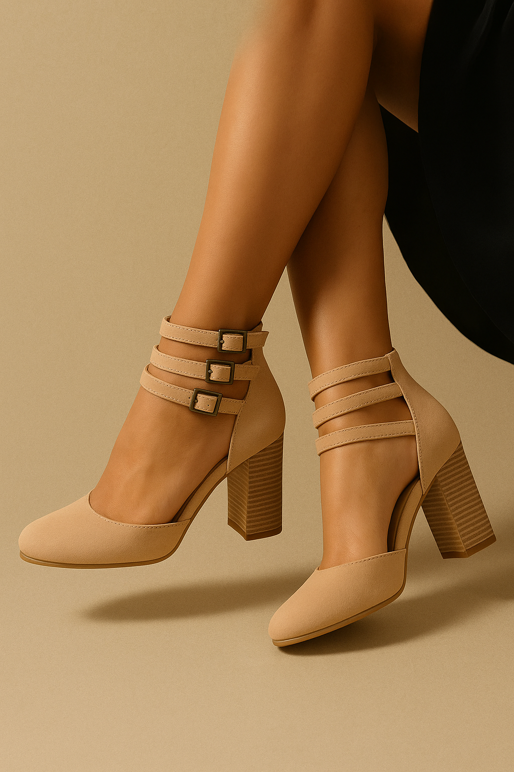 Avelyne™ | Triple Strap Block Heels
