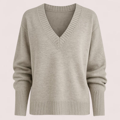 Solenne™ | Classic V-Neck Knit Sweater