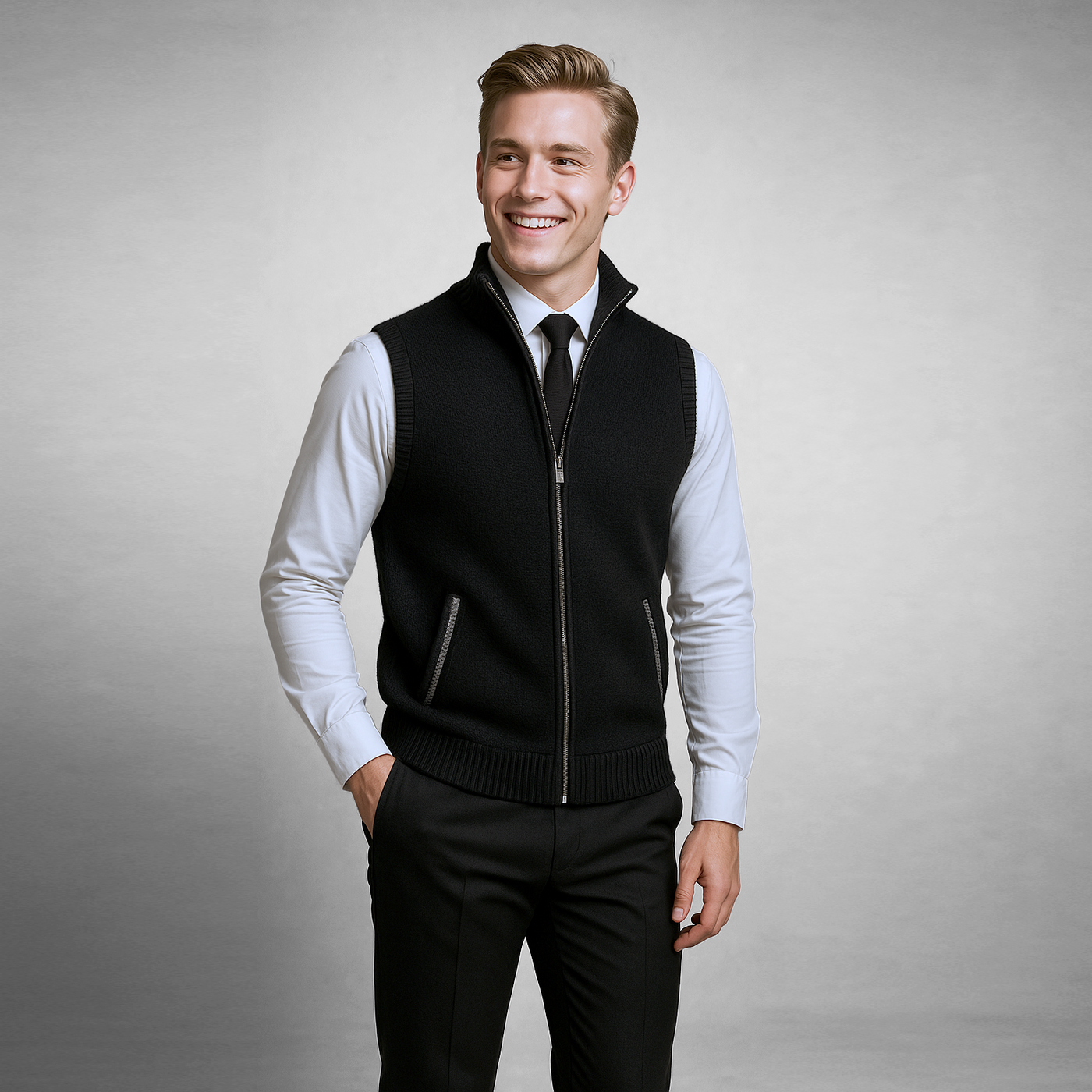 Noélien™ | Classic Knitted Zipper Vest